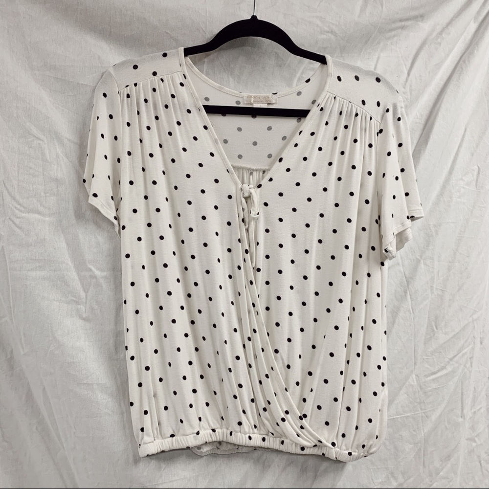 White polka dot tie wrap top